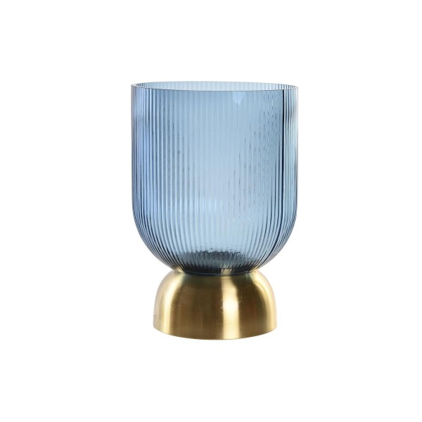 Βάζο DKD Home Decor Κρυστάλλινο Μπλε Χρυσό Μέταλλο (16 x 16 x 23 cm)