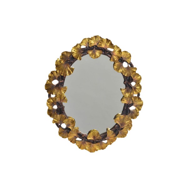 Τοίχο καθρέφτη DKD Home Decor Καθρέφτης Χρυσό Αλουμίνιο Ρητίνη Φύλλο φυτού (42 x 50 x 3 cm)