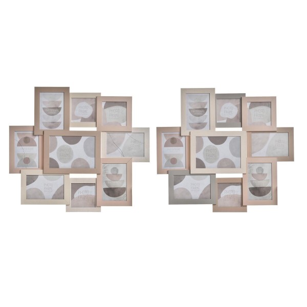 Κορνίζα DKD Home Decor Ξύλο Μπεζ Ροδάκινο Urban (x2) (58 x 2 x 50 cm)