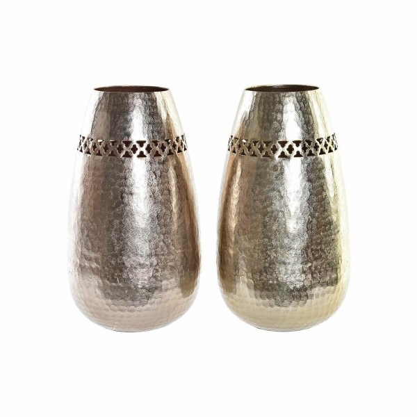 Βάζο DKD Home Decor Χαλκός Χρυσό Αλουμίνιο Άραβας (17 x 17 x 30 cm) (x2)  