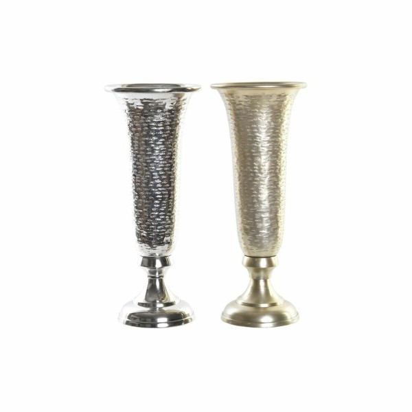 Βάζο DKD Home Decor Χρυσό Σαμπάνια Ασημί Αλουμίνιο Σύγχρονη (13 x 13 x 33 cm) (x2)  