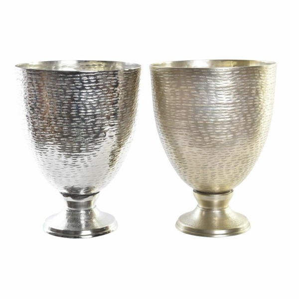 Βάζο DKD Home Decor Χρυσό Ποτήρι Κρασί Σαμπάνια Ασημί Αλουμίνιο Σύγχρονη (22 x 22 x 29 cm) (x2)  