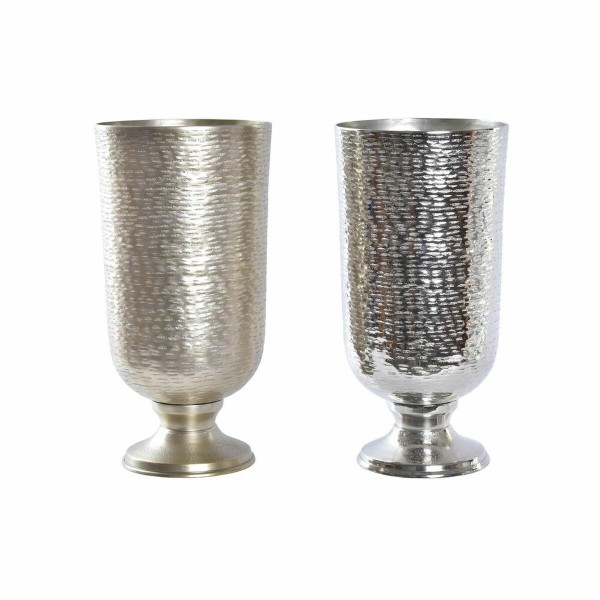 Βάζο DKD Home Decor Χρυσό Ποτήρι Κρασί Σαμπάνια Ασημί Αλουμίνιο Σύγχρονη (17 x 17 x 34 cm) (x2)  