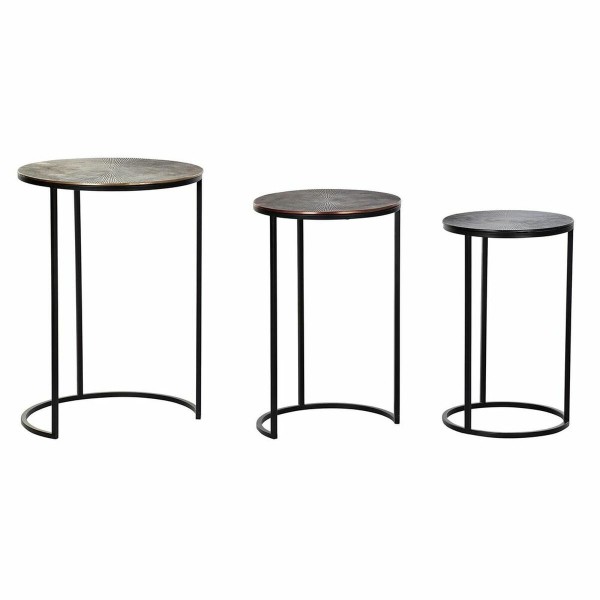 Σετ 3 Τραπεζάκια DKD Home Decor Μαύρο Χρυσό Χαλκός Αλουμίνιο (44 x 44 x 61 cm) (3 pcs)