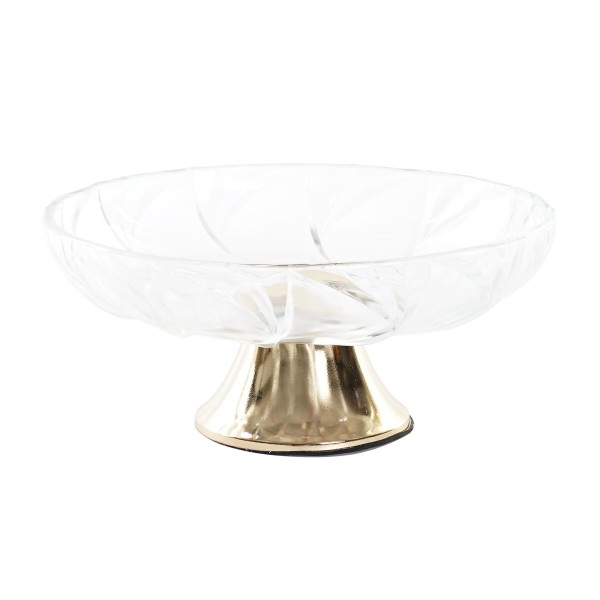 Δίσκος DKD Home Decor Διαφανές Χρυσό Μέταλλο Κρυστάλλινο 25 x 25 x 11 cm