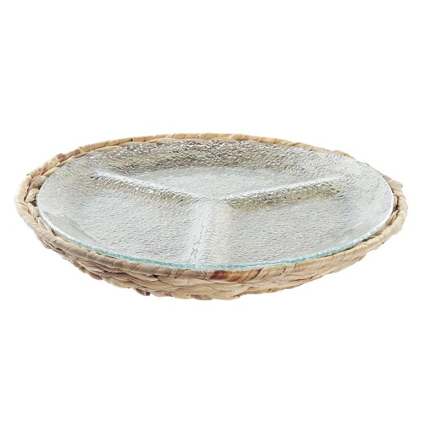 Δίσκος για σνακ DKD Home Decor Κρυστάλλινο Φυσικό Διαφανές ίνα (33 x 33 x 4 cm)