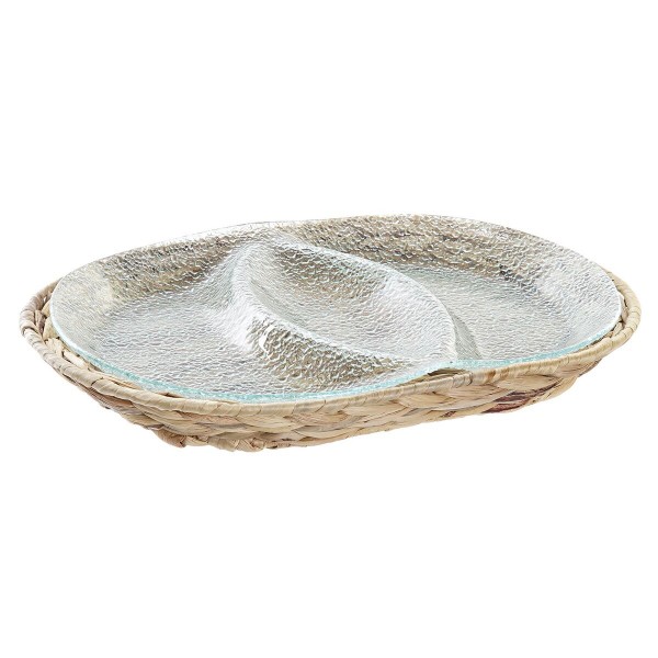 Δίσκος για σνακ DKD Home Decor Κρυστάλλινο Φυσικό Διαφανές ίνα (38 x 25 x 4 cm)