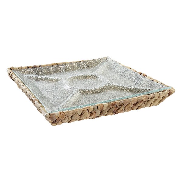 Δίσκος για σνακ DKD Home Decor Κρυστάλλινο Φυσικό Διαφανές ίνα (33 x 33 x 5 cm)