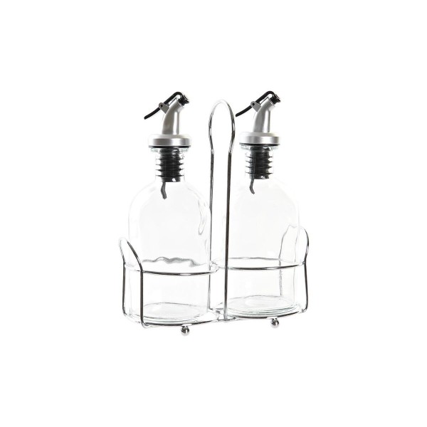 Λαδιέρα DKD Home Decor Ξυδιέρα Κρυστάλλινο Μέταλλο Διαφανές (16 x 6,5 x 17,5 cm) (2 pcs)