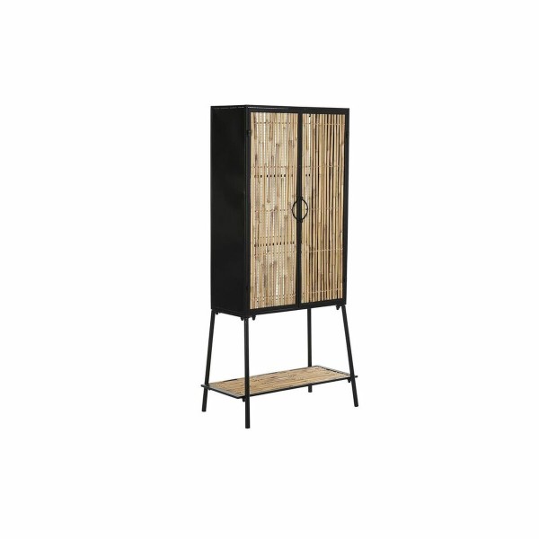 Σκευοθήκη DKD Home Decor Μαύρο Φυσικό Μέταλλο ρατάν (65 x 35 x 130,5 cm)
