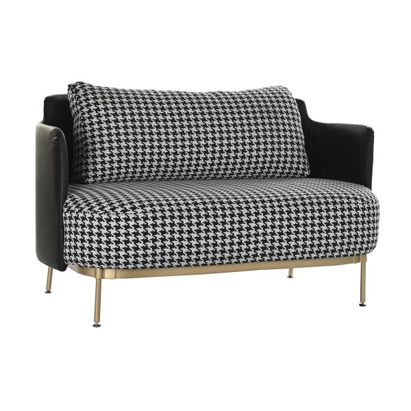 Καναπές DKD Home Decor Μαύρο Χρυσό Μέταλλο πολυεστέρας Λευκό Houndstooth Σύγχρονη (130 x 80 x 80 cm)