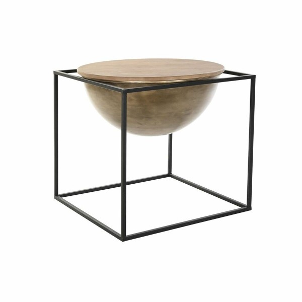 Βοηθητικό Τραπέζι DKD Home Decor Μαύρο Μέταλλο Ξύλο Καφέ (64 x 64 x 62,5 cm)