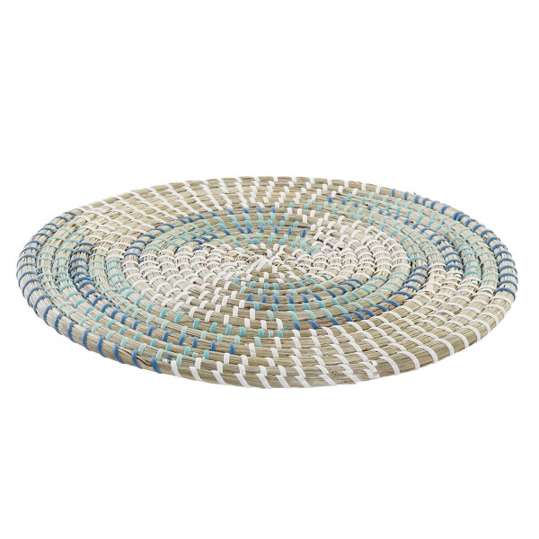 Σουπλά DKD Home Decor Τυρκουάζ Λευκό Φυσική ίνα (33 x 1 x 33 cm)