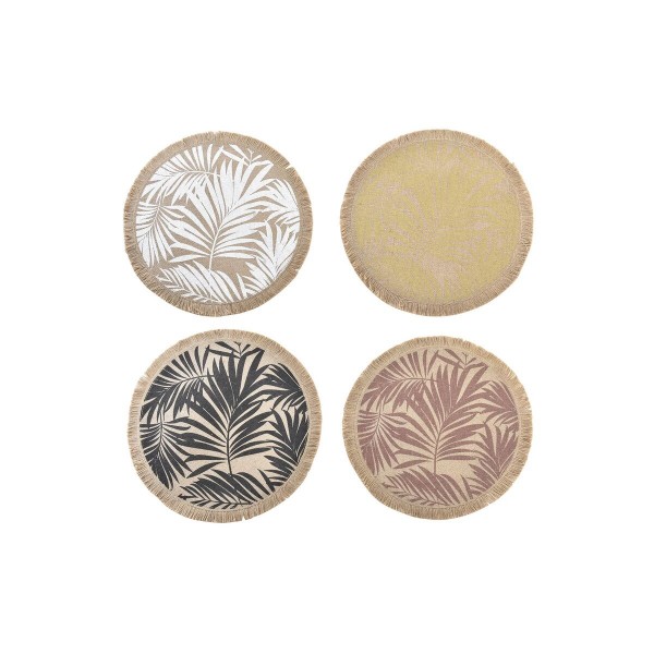 Σουπλά DKD Home Decor Μαύρο λινό τερακότα Λευκό (38 x 38 x 0,5 cm) (4 Μονάδες)
