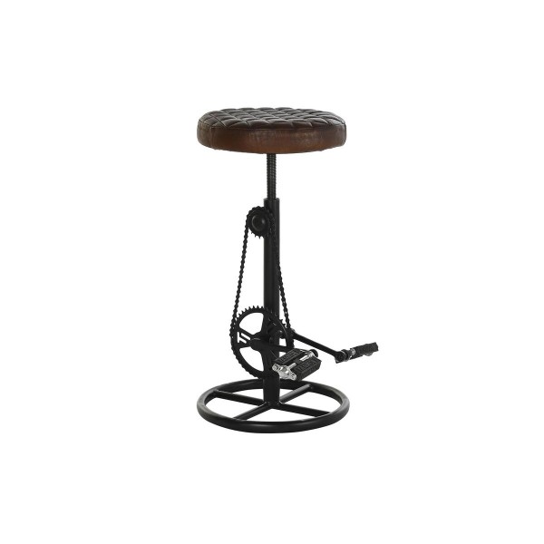 Σκαμπό DKD Home Decor Μέταλλο Καφέ Δέρμα (38 x 38 x 63 cm)