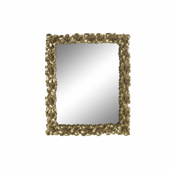 Τοίχο καθρέφτη DKD Home Decor Καθρέφτης Χρυσό Ρητίνη Φύλλο φυτού (38 x 2,6 x 48 cm)