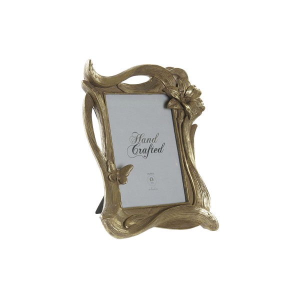 Κορνίζα DKD Home Decor Λουλούδι Χρυσό Ρητίνη (21,3 x 3,5 x 25,6 cm)
