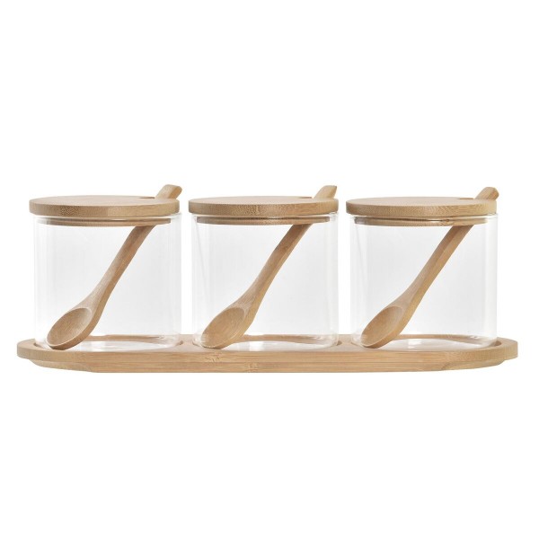 Δοχείο για Ζάχαρη DKD Home Decor Βασικό Φυσικό Διαφανές Διακοσμητική κανάτα (29 x 10 x 10 cm) (8,5 cm)
