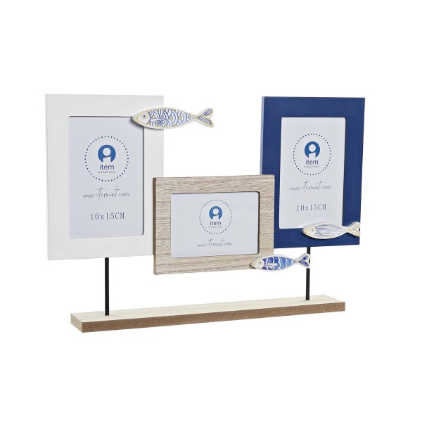 Κορνίζα DKD Home Decor Ξύλο Κρυστάλλινο Ξύλο MDF Μεσογείακός Ιχθύες (40,5 x 6 x 27 cm)