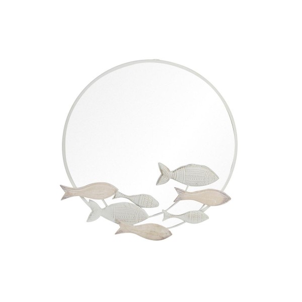 Τοίχο καθρέφτη DKD Home Decor Καθρέφτης Μέταλλο Καφέ Λευκό Σπείρες Μεσογείακός (45 x 3 x 45 cm)