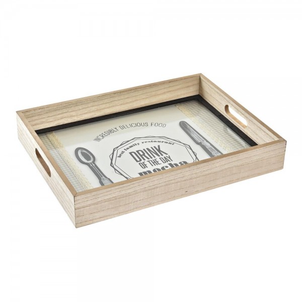 Δίσκος DKD Home Decor Φυσικό Κρυστάλλινο Ξύλο (40 x 30 x 6 cm)