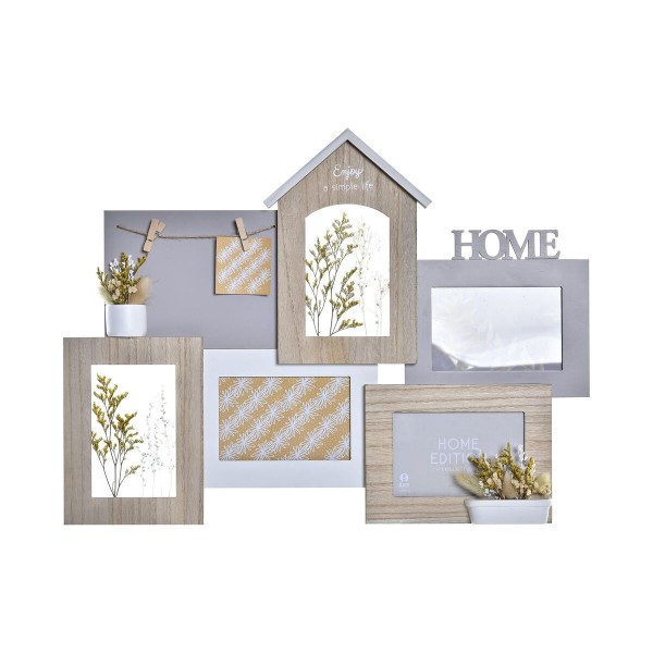 Κορνίζα DKD Home Decor Ξύλο Λουλούδι Φυσικό (55 x 4 x 41 cm) (x2)