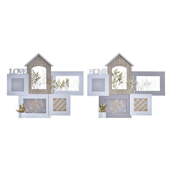 Κορνίζα DKD Home Decor Love Home Ξύλο Λουλούδι Φυσικό (46 x 3 x 39 cm) (x2)