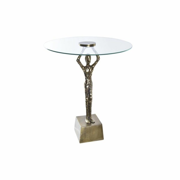 Βοηθητικό Τραπέζι DKD Home Decor Κρυστάλλινο Χρυσό Αλουμίνιο Άντρες (46 x 46 x 57 cm)