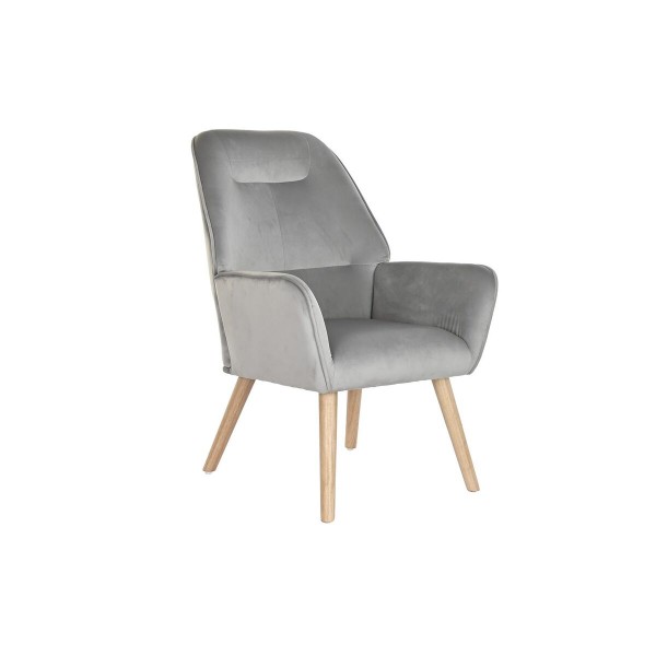Κάθισμα DKD Home Decor Φυσικό Ξύλο πολυεστέρας Ανοιχτό Γκρι (65 x 67 x 93 cm)