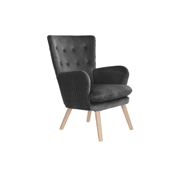 Κάθισμα DKD Home Decor Φυσικό Ξύλο πολυεστέρας Σκούρο γκρίζο (66 x 67 x 92 cm)