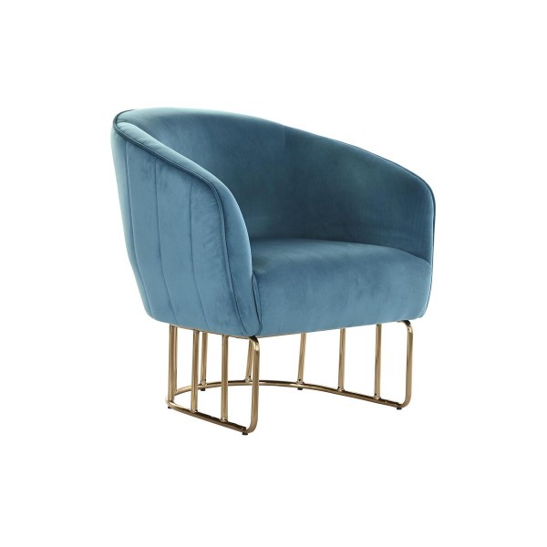Πολυθρόνα DKD Home Decor Χρυσό Μέταλλο Τυρκουάζ πολυεστέρας (76 x 76 x 74 cm)