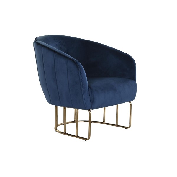 Πολυθρόνα DKD Home Decor Χρυσό Μέταλλο πολυεστέρας Ναυτικό Μπλε (76 x 70 x 74 cm)