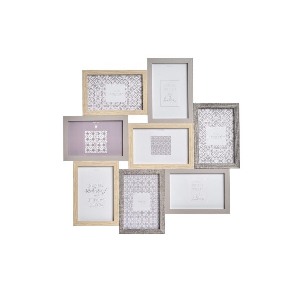 Κορνίζα DKD Home Decor Γκρι Ξύλο Κρυστάλλινο Φυσικό Ξύλο MDF Boho (45 x 2 x 45 cm)