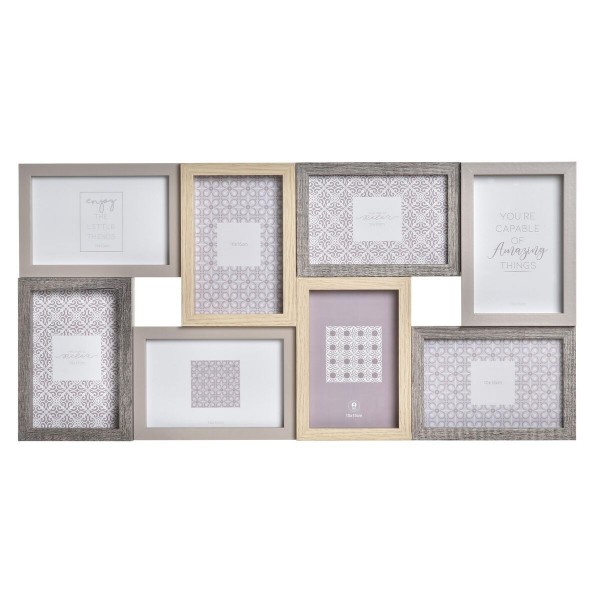 Κορνίζα DKD Home Decor Γκρι Ξύλο Κρυστάλλινο Φυσικό Boho (56 x 3 x 28 cm)