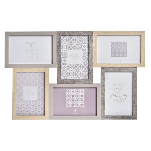 Κορνίζα DKD Home Decor Γκρι Ξύλο Κρυστάλλινο Φυσικό Boho (45 x 2 x 28 cm)