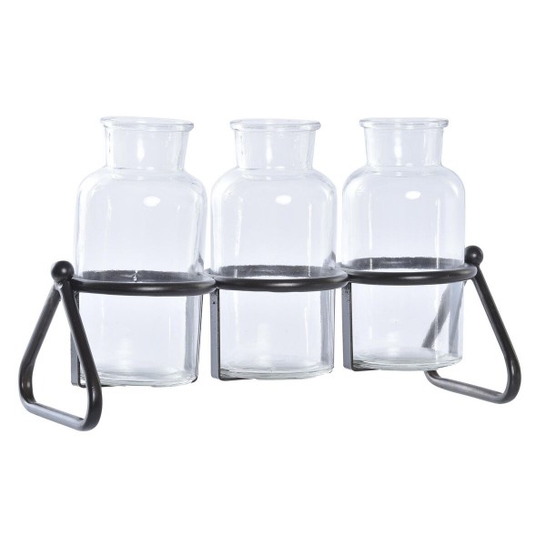 Βάζο DKD Home Decor Κρυστάλλινο Μαύρο Μέταλλο Διαφανές Cottage (31 x 12 x 19 cm)