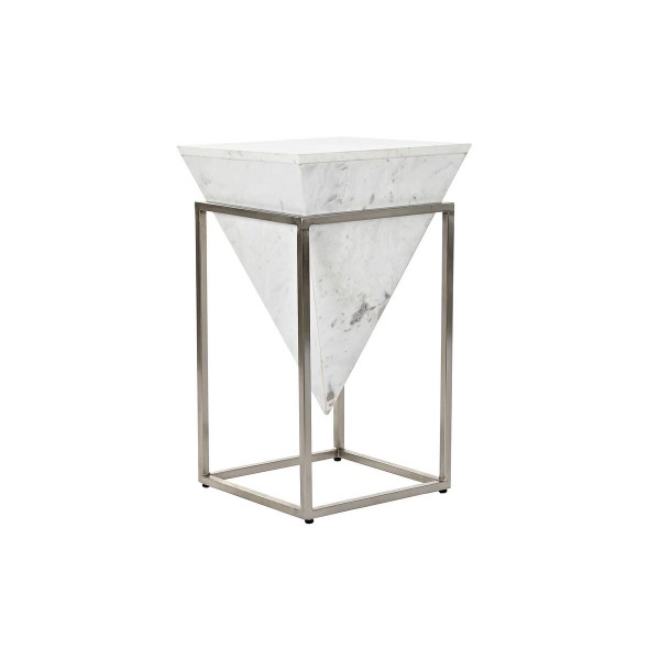 Βοηθητικό Τραπέζι DKD Home Decor Ασημί Μέταλλο Λευκό Μάρμαρο Σύγχρονη (36 x 36 x 60 cm)