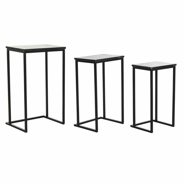 Σετ 3 Τραπεζάκια DKD Home Decor Μαύρο Μέταλλο Μάρμαρο Σύγχρονη (40 x 26 x 65 cm) (3 pcs)