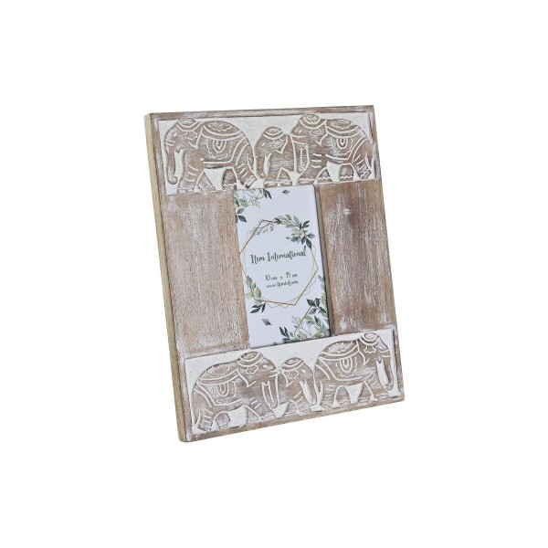 Κορνίζα DKD Home Decor Κρυστάλλινο Ελέφαντας Καφέ Λευκό Ξύλο από Μάνγκο Ινδός (23 x 1,5 x 28 cm)