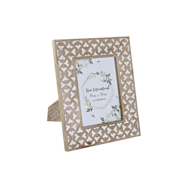 Κορνίζα DKD Home Decor Κρυστάλλινο Καφέ Λευκό Ξύλο από Μάνγκο Άραβας (25,5 x 1,5 x 30,5 cm)