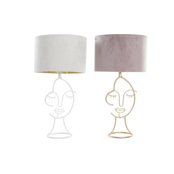 Επιτραπέζιο Φωτιστικό DKD Home Decor Πρόσωπο Μπεζ Χρυσό Μέταλλο πολυεστέρας Βελούδο Λευκό Ανοιχτό Ροζ 220 V 50 W Σύγχρονη (24 x 