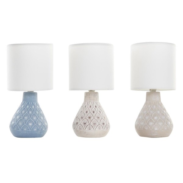Επιτραπέζιο Φωτιστικό DKD Home Decor 25W Γκρι Μπεζ Μπλε Καφέ 220 V Ikat (14 x 14 x 28 cm) (3 Μονάδες)