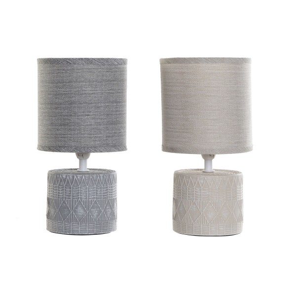 Επιτραπέζιο Φωτιστικό DKD Home Decor 25W Μπεζ Ανοιχτό Γκρι 220 V (14 x 14 x 27 cm) (x2)
