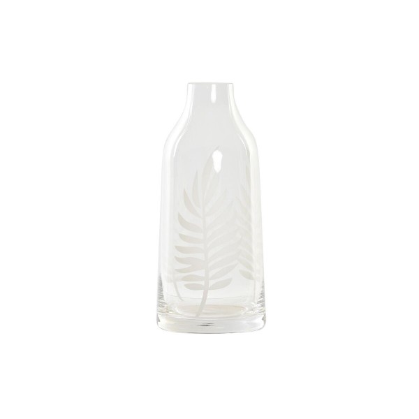 Βάζο DKD Home Decor Κρυστάλλινο Διαφανές Λευκό Τροπικό Φύλλο φυτού (9 x 9 x 20 cm)
