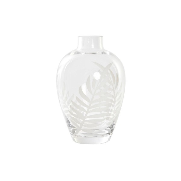 Βάζο DKD Home Decor Κρυστάλλινο Διαφανές Λευκό Τροπικό Φύλλο φυτού (10 x 10 x 15 cm)