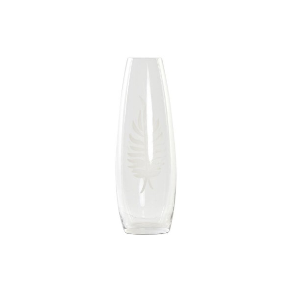Βάζο DKD Home Decor Κρυστάλλινο Διαφανές Λευκό Τροπικό Φύλλο φυτού (9 x 9 x 25 cm)