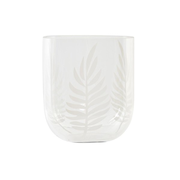 Βάζο DKD Home Decor Κρυστάλλινο Διαφανές Λευκό Τροπικό Φύλλο φυτού (12 x 12 x 14 cm)