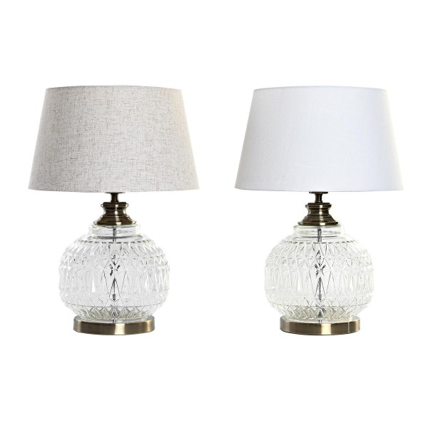 Επιτραπέζιο Φωτιστικό DKD Home Decor Κρυστάλλινο Μπεζ Χρυσό Μέταλλο Λευκό (38 x 38 x 54 cm) (x2)