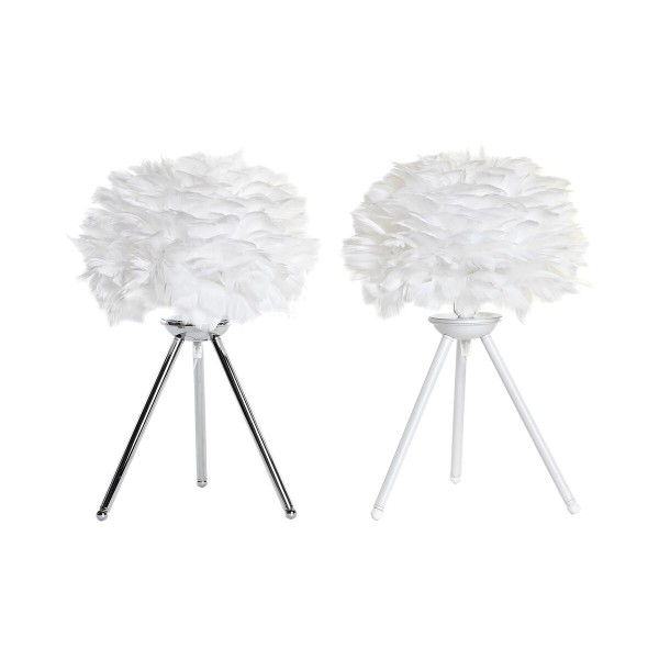 Επιτραπέζιο Φωτιστικό DKD Home Decor Ασημί Λευκό Σύγχρονη (x2) (30 x 30 x 47 cm)