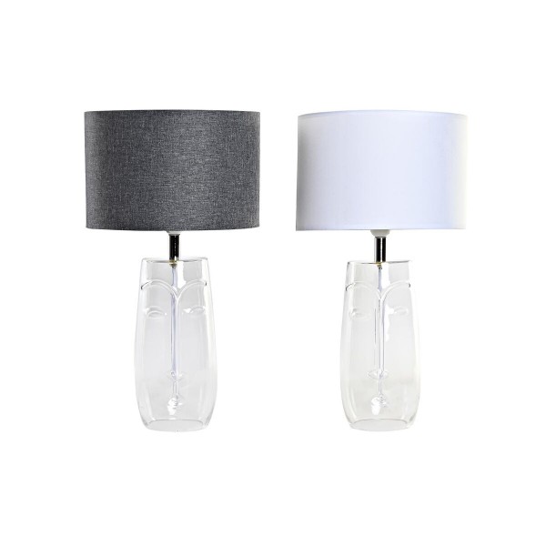 Επιτραπέζιο Φωτιστικό DKD Home Decor Πρόσωπο Διαφανές Λευκό Ανοιχτό Γκρι Σύγχρονη (x2) (30 x 30 x 54 cm)